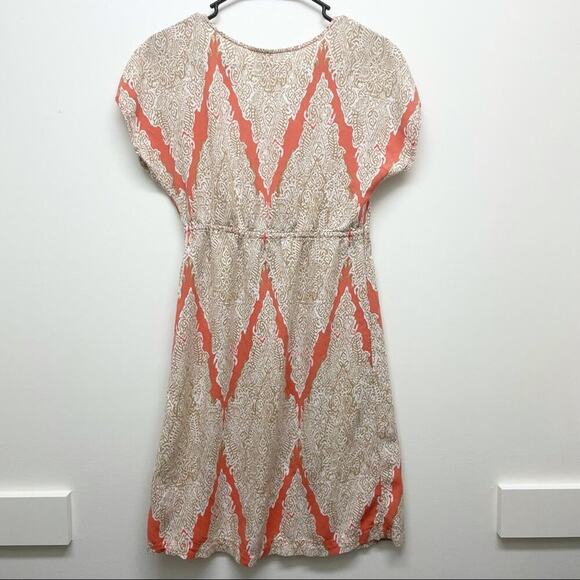 Sonoma Paisley Print Dress V-Neck Short Sleeve Casual Beige Orange‎ S - Picture 4 of 4